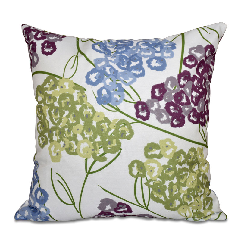 Beach Vacation Floral Reversible Throw Pillow, 20" H x 20" W, Purple