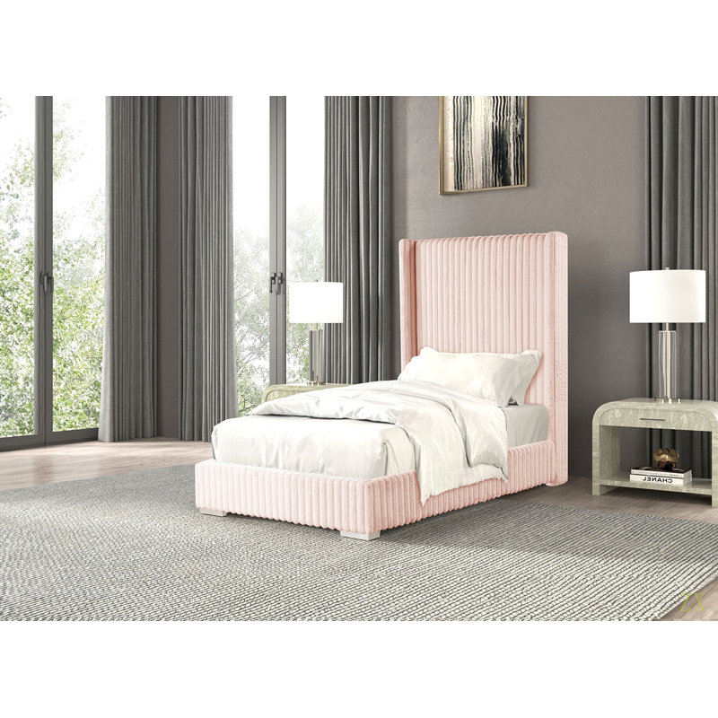 Lit chenille contemporain 1 pièce, Lit simple, Rose