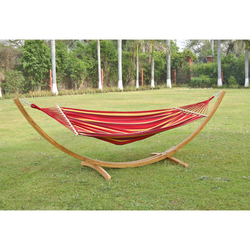 Acerola Red Spreader Bar Hammock Size L With Wooden Stand