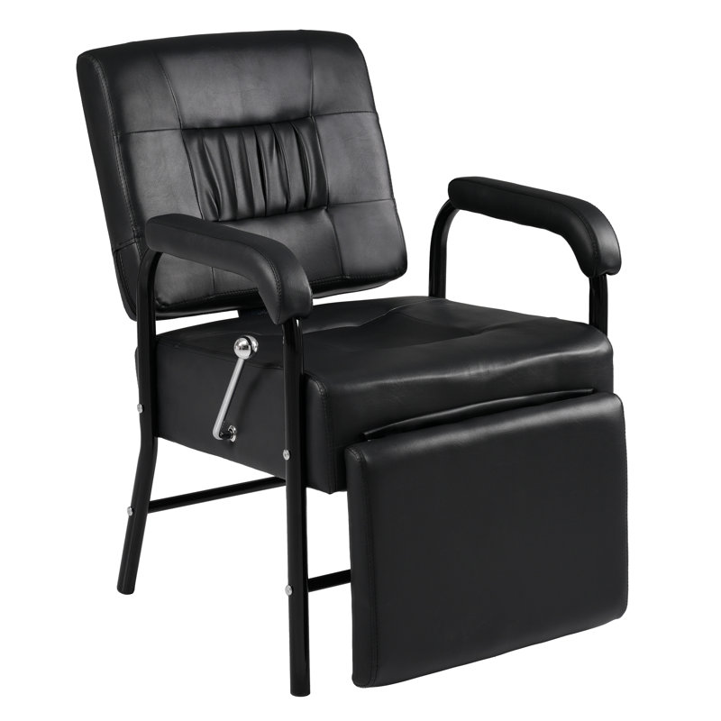 Fauteuil de shampooing inclinable avec repose-pieds - Fauteuil de coiffeur pour salon de coiffure en cuir polyuréthane noir