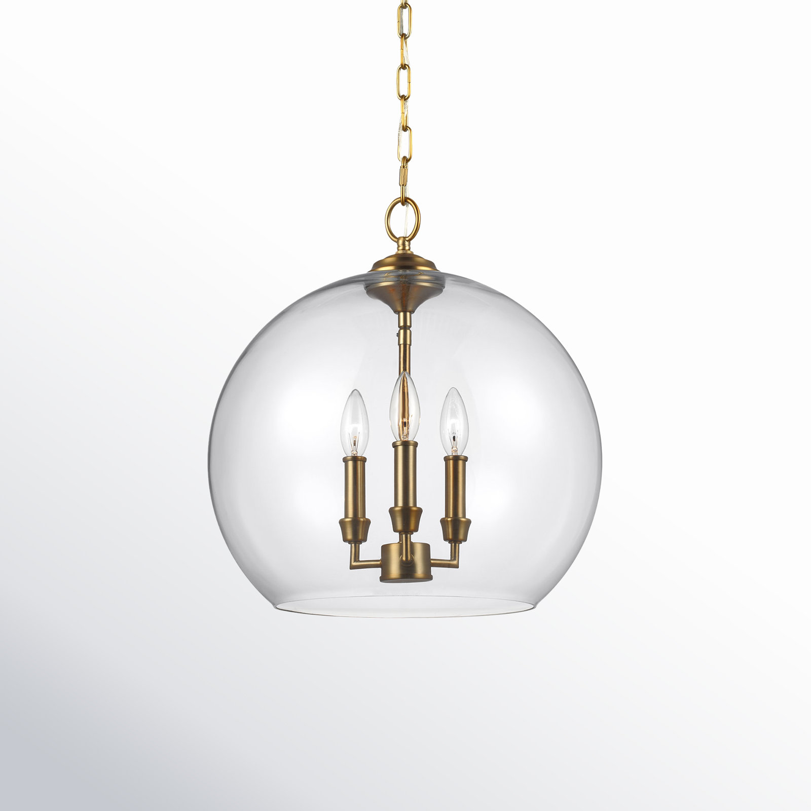 Vermilion 3 - Light Unique / Statement Globe Pendant, Burnished Brass