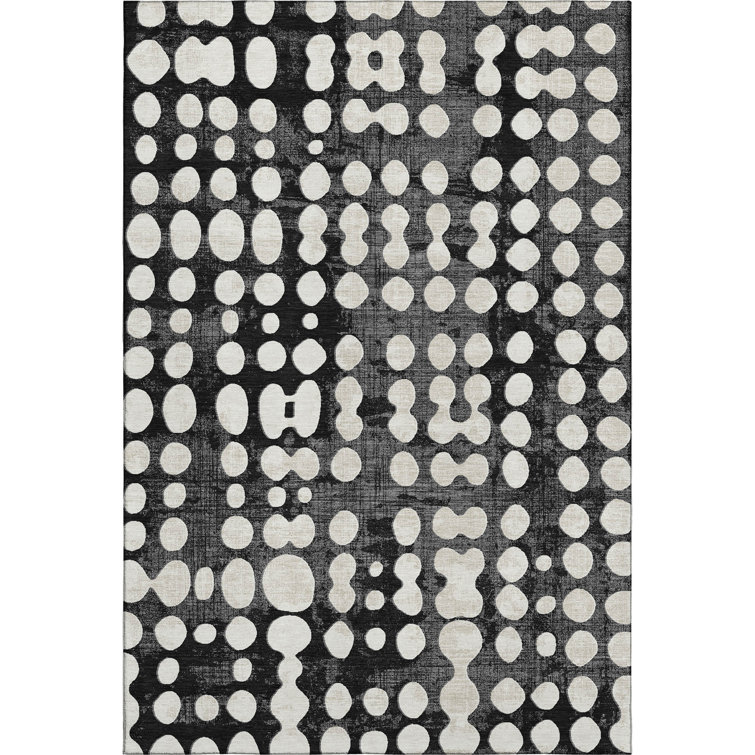 Premium Machine Washable Prisco Black Rug