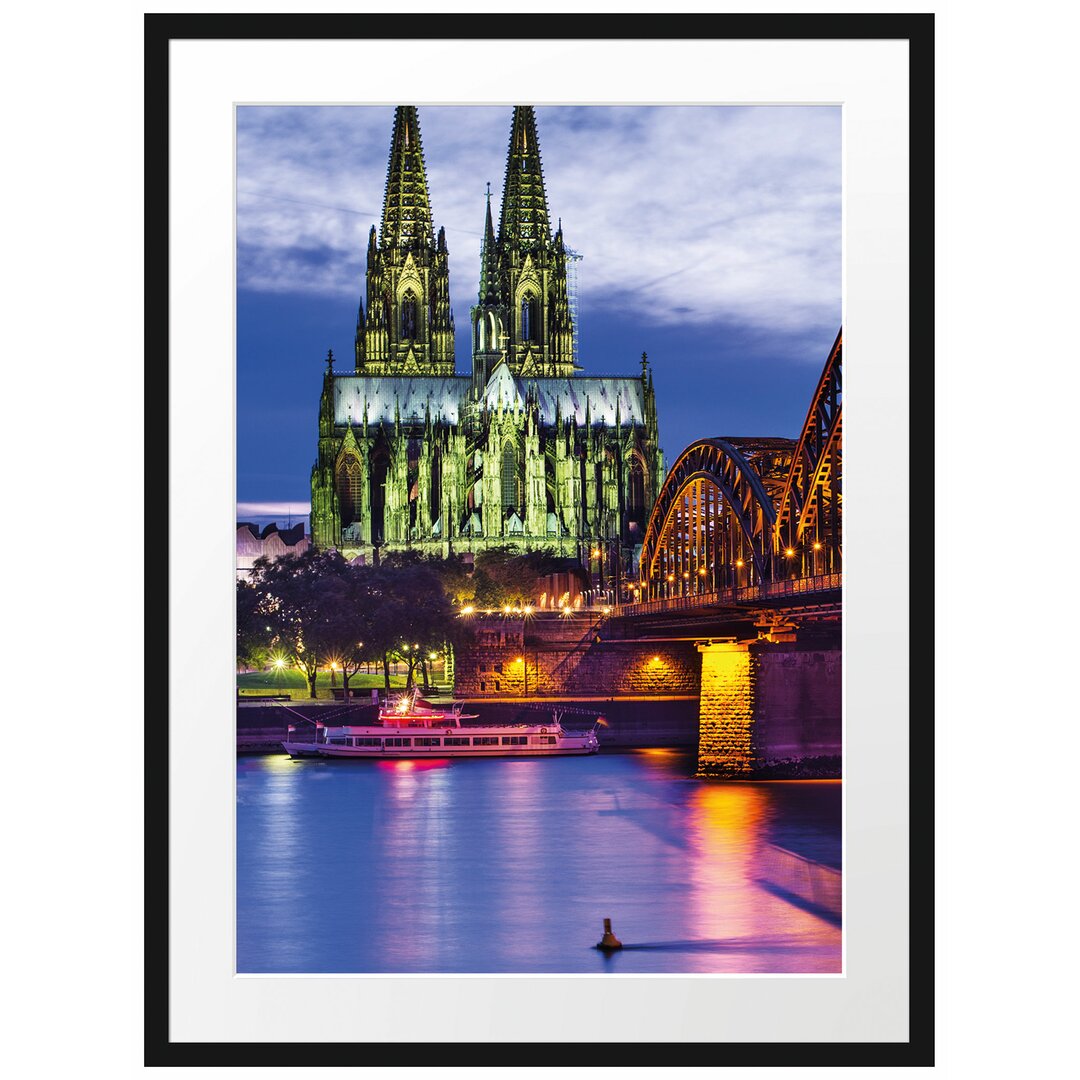 Gerahmtes Poster Hohenzollernbrücke bei Nacht