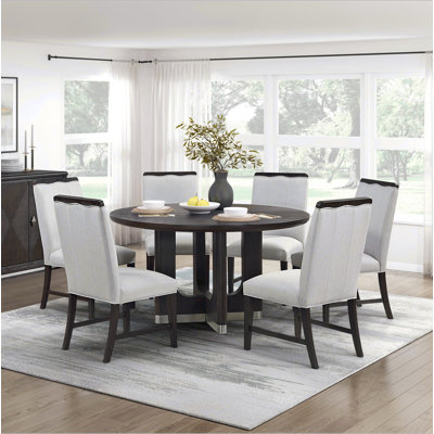Ensemble de salle à manger 7 pièces Modern Modern Brown Finish Brown Table