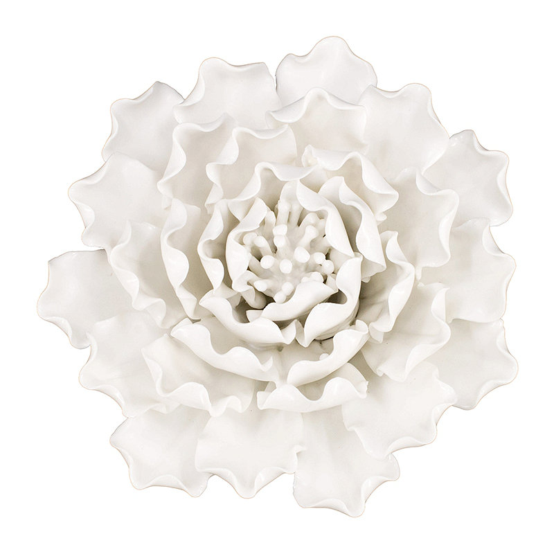 Sculpture dimensionnelle en céramique blanc cassé 9 po, H 5,9 po x l 5,9 po x P 2,8 po