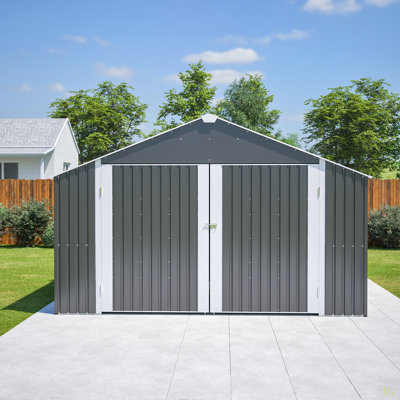 12X20 FT Shed Outdoor Metal Garage Shed With Spacious 1810 CUFT Capacity, Durable Double-Door Design, All-Weather Protection For Secure Vehicle And Equipment Storage