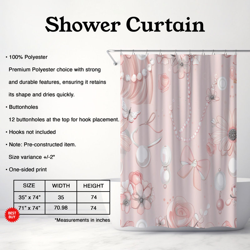 Joli rideau de douche 100, H 74 po x l 71 po