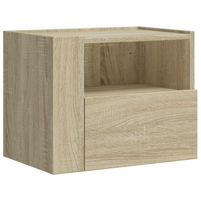 Prisilla 45cm W Manufactured Wood Bedside Table, Sonoma Oak