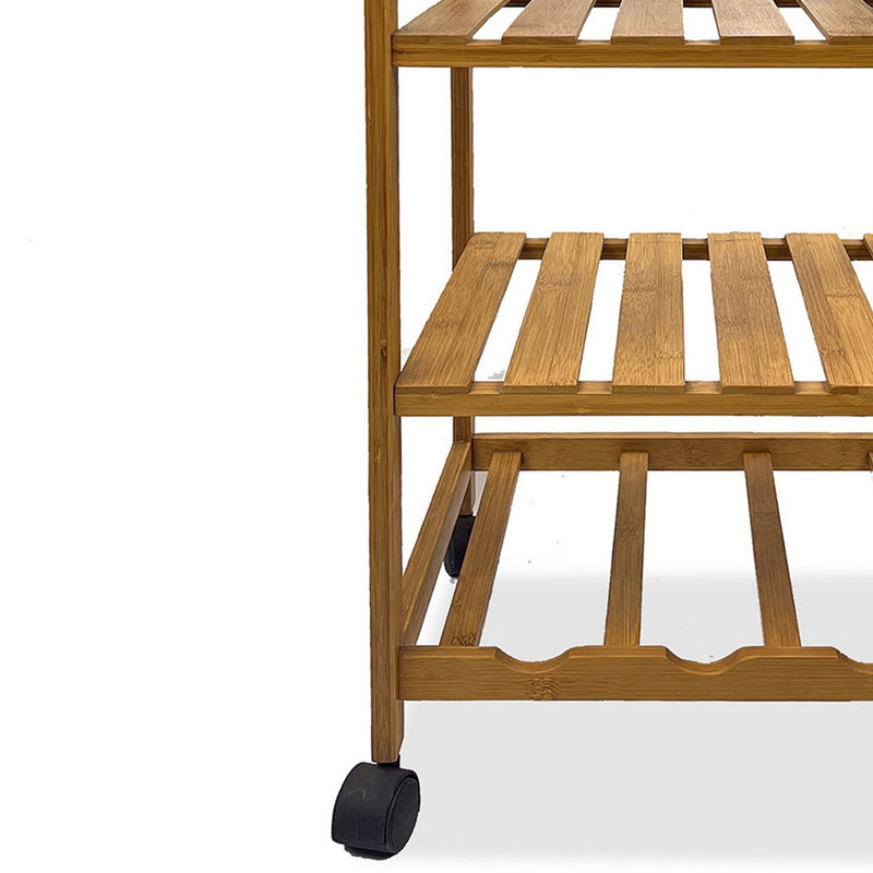 Harry Brown Bamboo Kitchen Bar Cart with Drawer and Shelves