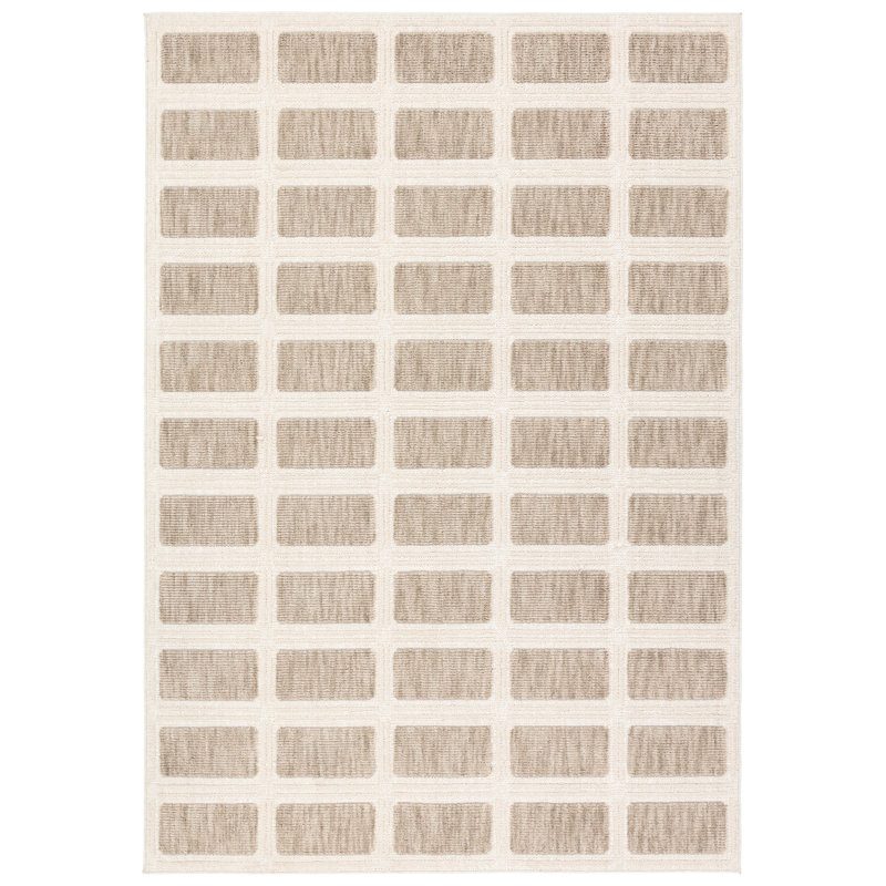 Ebern Designs vert géométrique tissé à la machine Deverell, Rectangle 4 pi x 5 pi 8 po