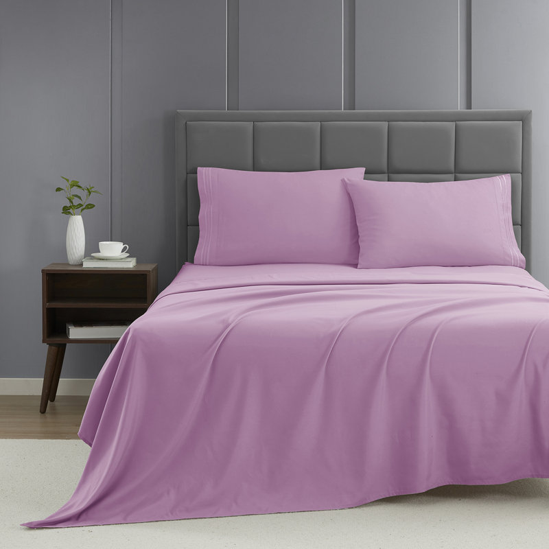1800 Series Double-Brushed Microfiber Hypoallergenic Sheet Set, Full/Double Sheet Set with 2 Pillowcases, Lilac