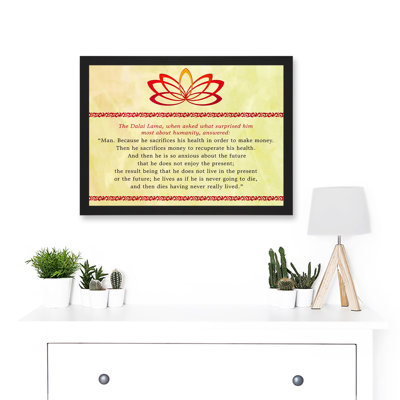 Quote Dalai Lama Humanity Sacrifices Money Health - Print