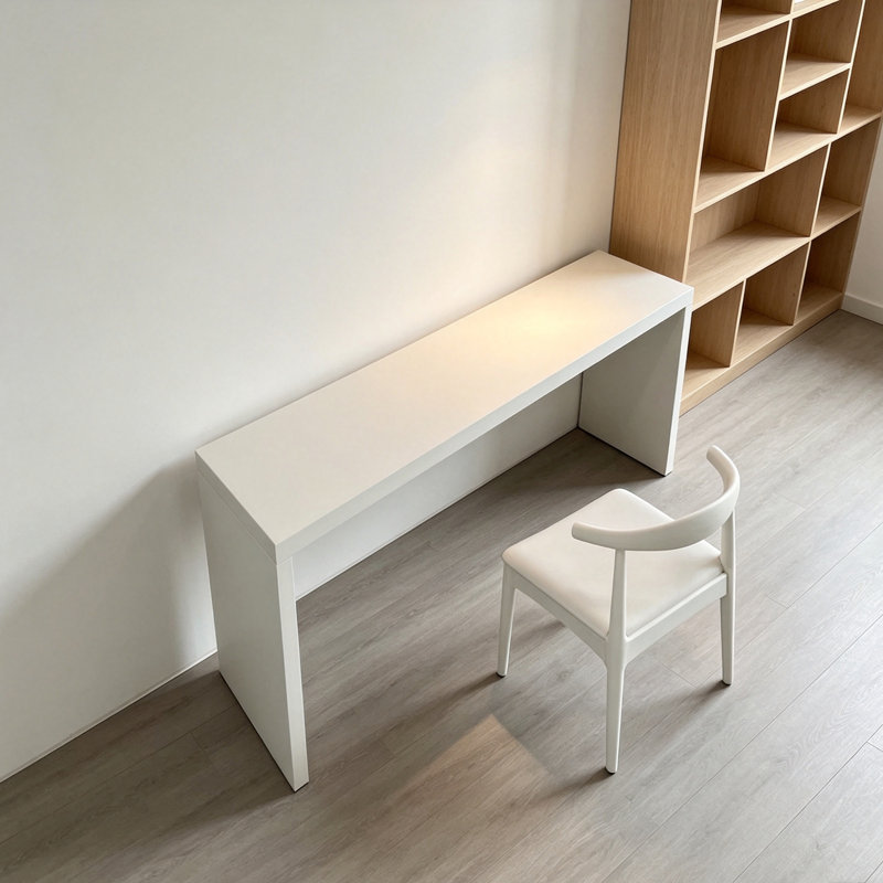 Bureau rectangulaire simple en pin blanc massif, 29.52" H x 47.24" W x 23.62" D