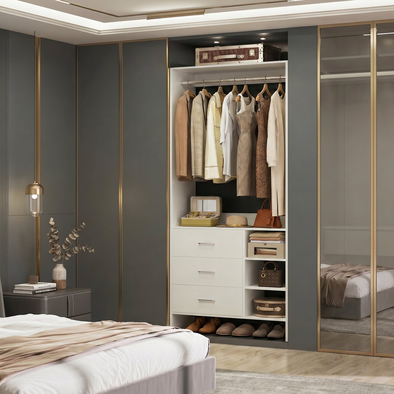30'' W Closet System with Wooden Drawers, White