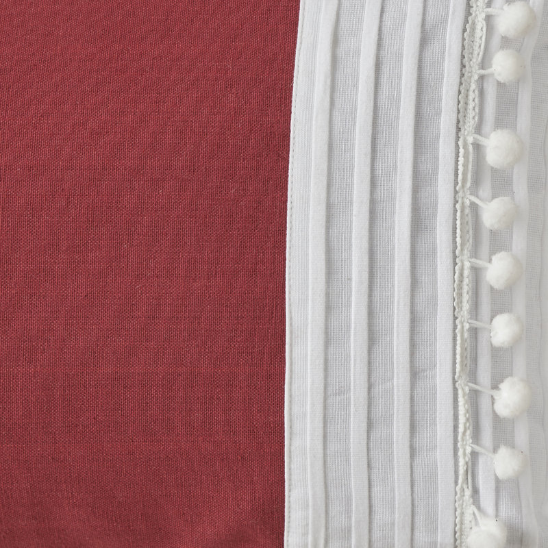 Stacia Natural Woven Lumbar Throw Pillow, Garnet