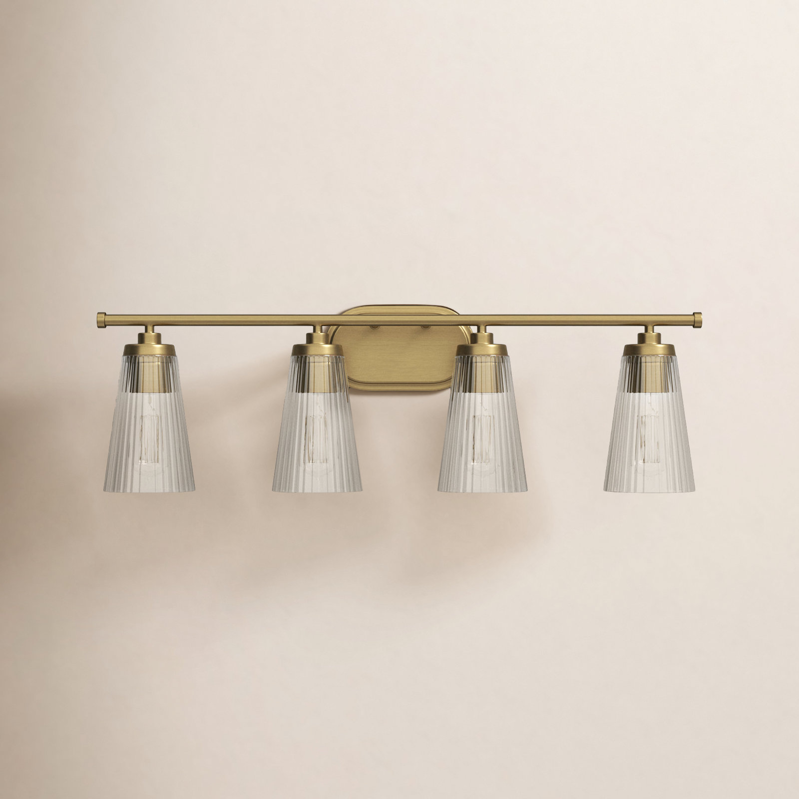 Jeanie Dimmable Vanity Light, Brass, 10" H x 30.5" W x 30.5" D, 4 Lights
