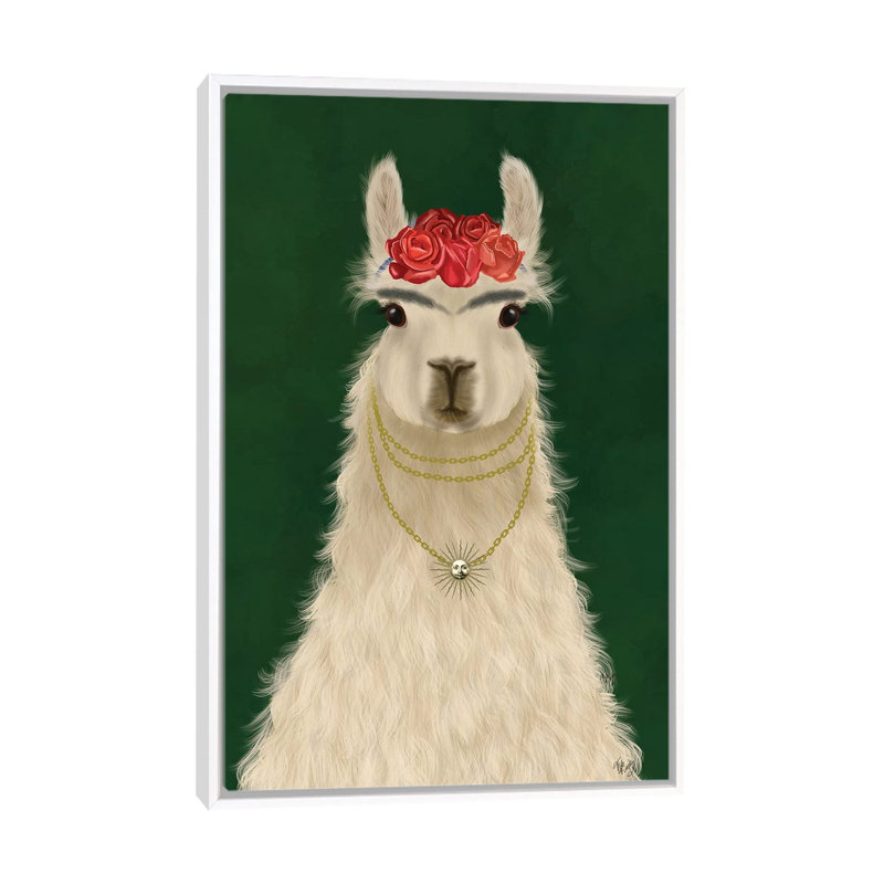«Llama F» par Fab Funky - impression d'art graphique, Toile blanche encadrée, Aucun mat, H 48 po x l 32 po x P 1,5 po