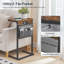 Table de bout en forme de C avec station de charge, grande table de canapé de 28 po pour canapé et fauteuil inclinable pour petits espaces, brun rustique