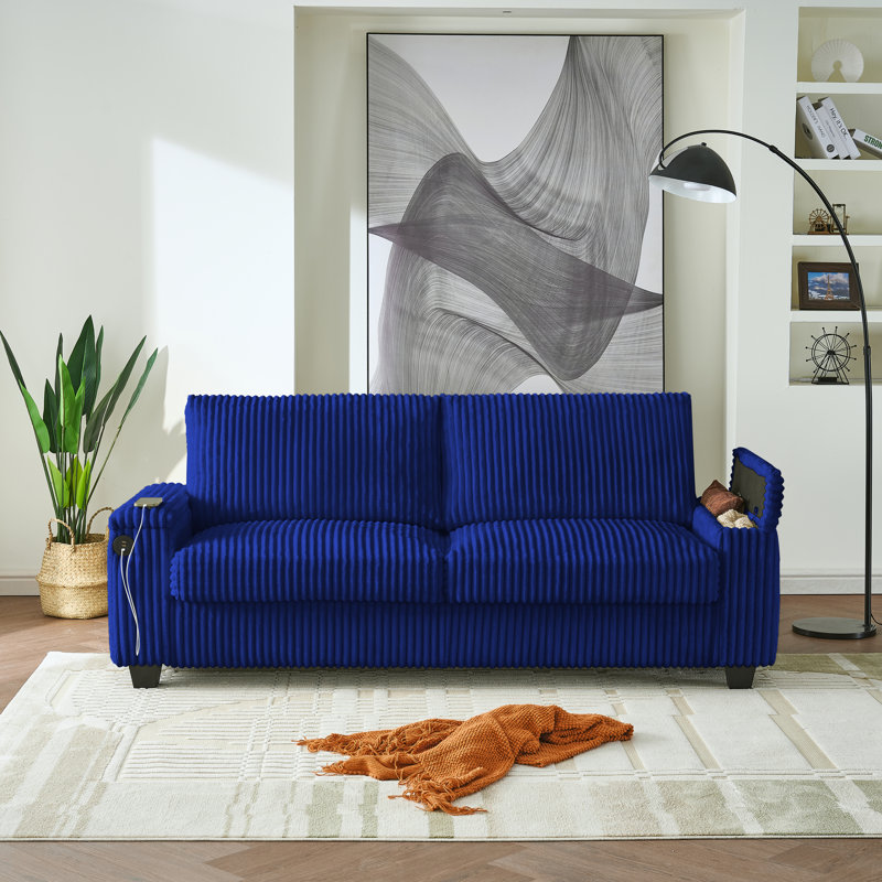 Canapé 82 po Corduroy, Bleu