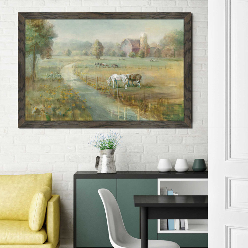 « tranquil farm », reproduction de peinture à l’acrylique, H 21,5 po x l 27,5 po x P 0,75 po