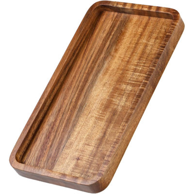 Plateau de salle de bain en bois, petit plateau décoratif en bois de 25 cm (9,9 po)
