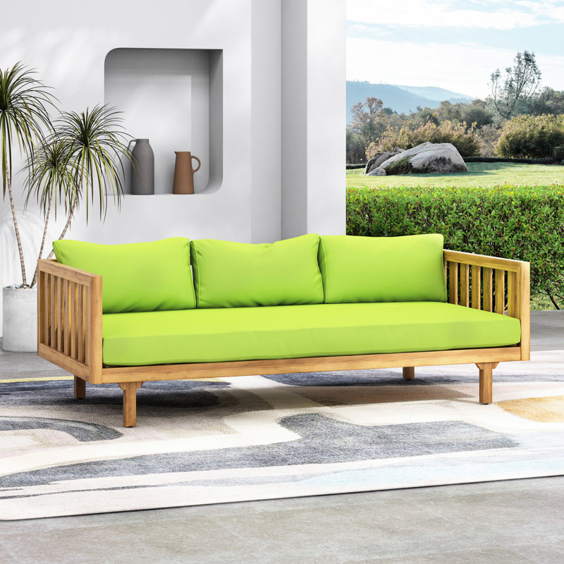 Lit de jour avec coussins en bois et eau, panneau à lattes, l 65,54 x P 32,59 x H 24,74, assemblage requis