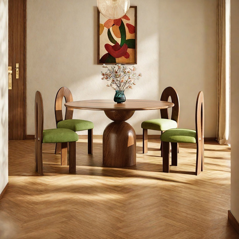 Table ronde en bois massif de style médiéval, H 29,52 po x L 47,24 po x l 47,24 po