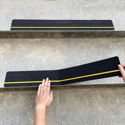4" x 30" 10Pack Anti Slip Stair Tread with Reflective Strips,Best Grip Non Skid Tape,Anti-Skid Tape, High Traction Adhesive for Stairs Step