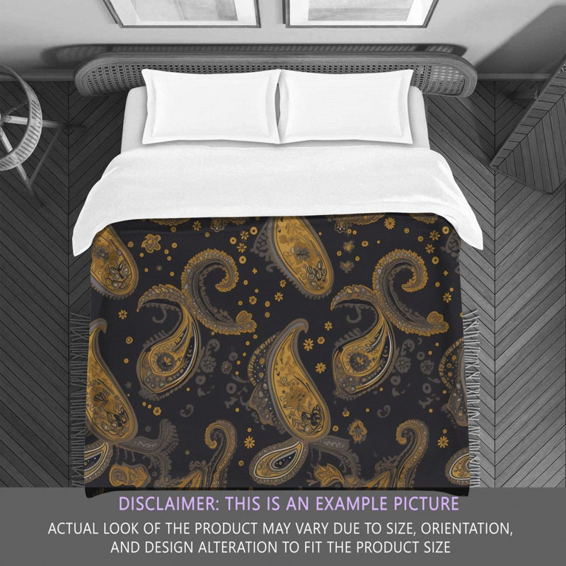 Botanical Gold/Gray Microfiber Comforter, King Comforter