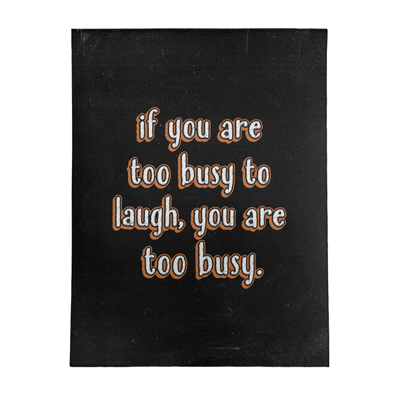 Tapis en chenille de polyester de style tableau noir «Make Time For Laughter», Rectangle 5 pi x 7 pi