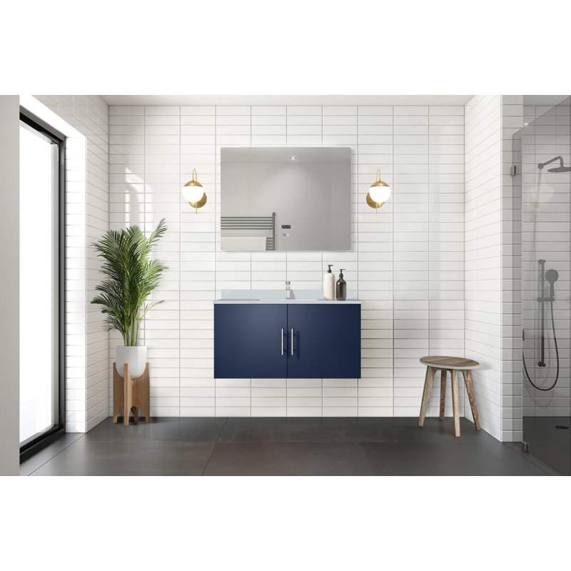 Meuble-lavabo gris foncé 36 po X P 22 po D, plateau en marbre de culture et robinet, Gris foncé