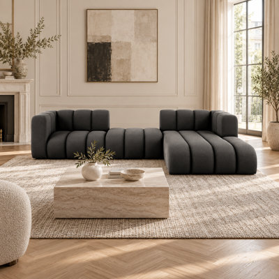 3 Seater Velvet Sofa & Chaise