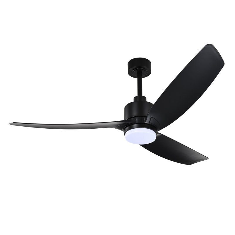 Genson Smart Black 3-Blade Led Lighted Ceiling Fan With Remote, Black