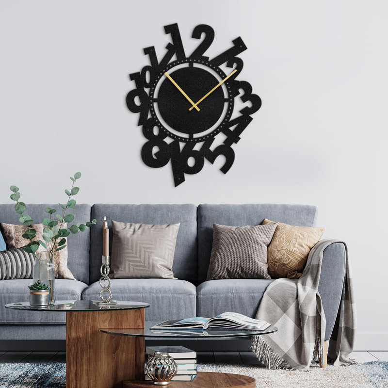 Grande horloge murale en métal en métal à crémaillère silencieuse de style industriel, L 18 po x H 18 po