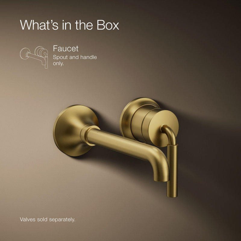 Tone Wall-Mount Single-Handle Bathroom Sink Faucet, Vibrant Brushed Moderne Brass