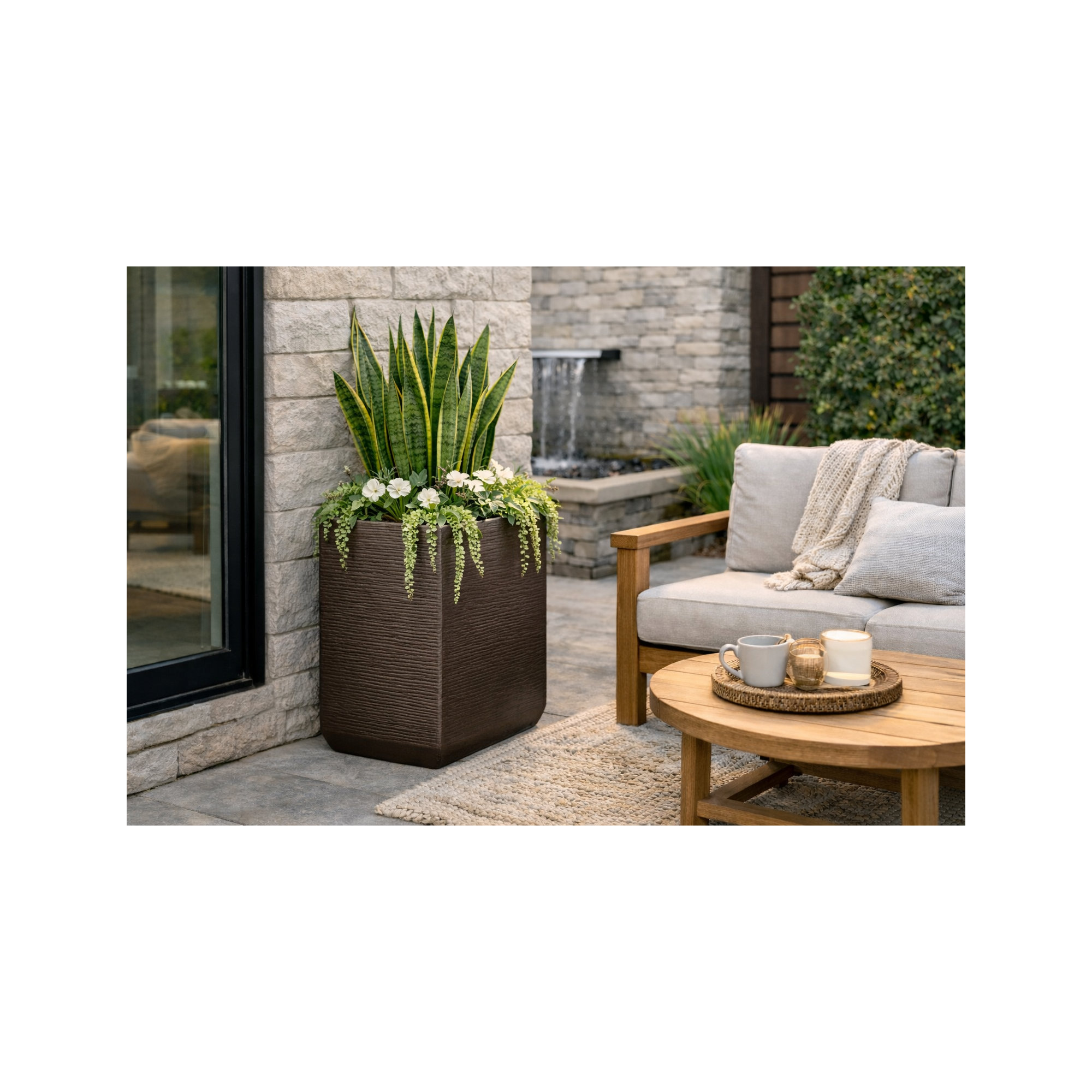 Lightweight Metropolitan Tall Square, 26" H x 17" W x 17" D, Brown