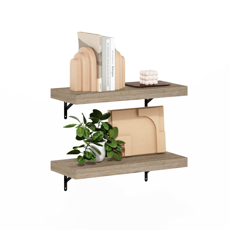 Tablettes murales flottantes, naturelles, ensemble de 2, H 1,65 po x l 22,44 po x P 9,37 po