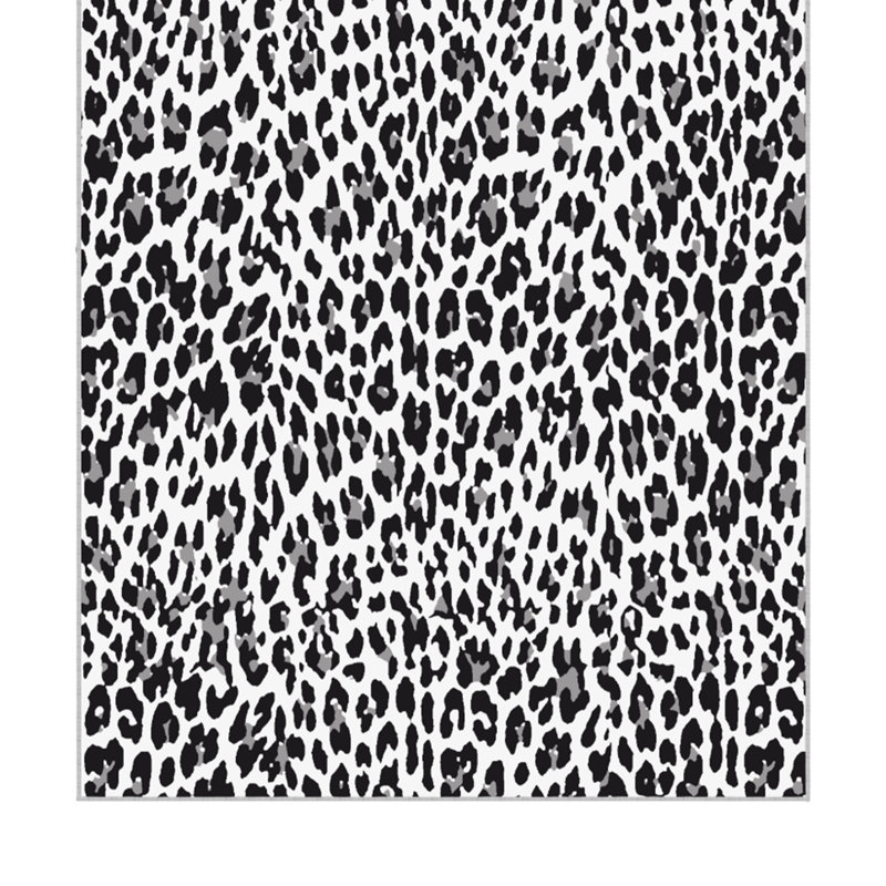 Kaira Soft Non-Slip Indoor Leopard Rug, Runner 2'7" x 11', Snow Leopard