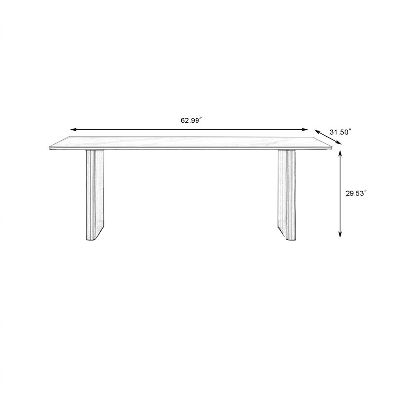 Table de salle à manger Brockton, H 29,53 po x L 62,99 po x l 31,5 po