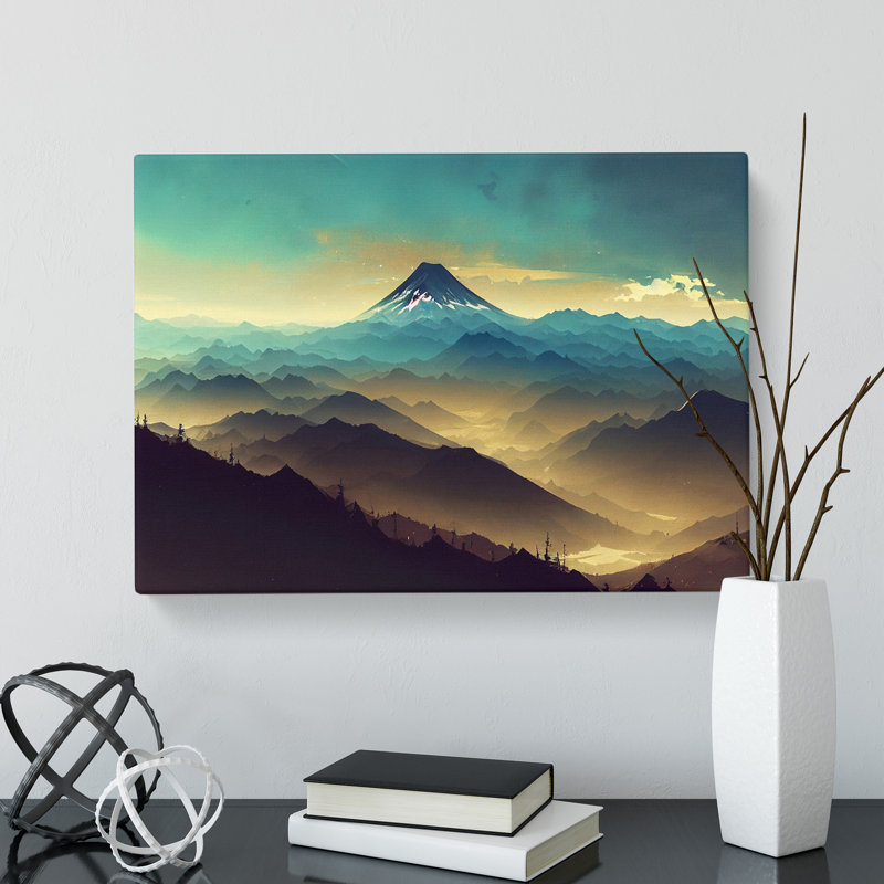 Gentle Japanese Mountains - Wrapped Canvas, 35cm H x 50cm W x 3cm D