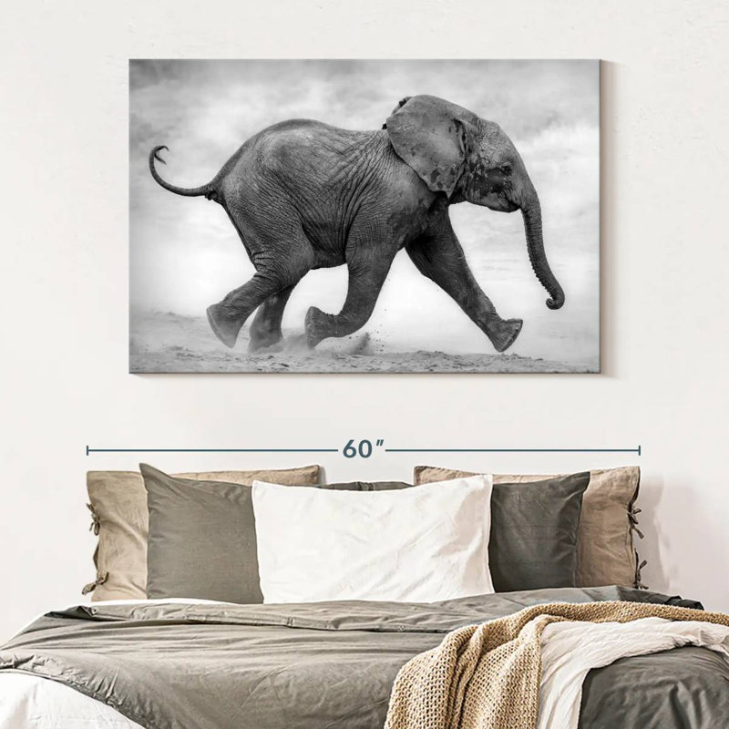 Brampt Baby Elephant Running, 34" H x 51" W