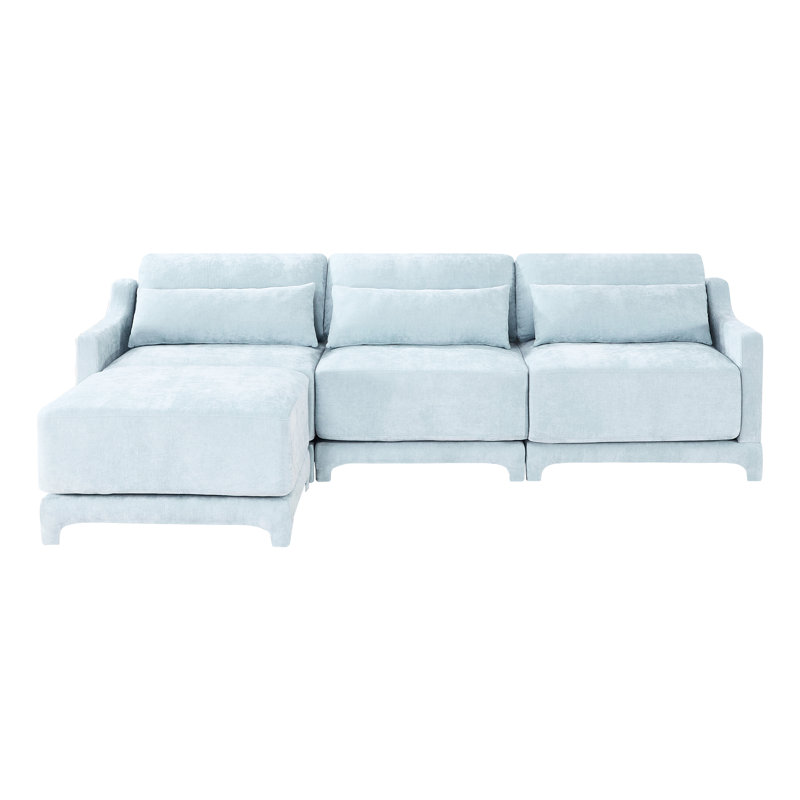 Bleu ciel, chenille, trois sièges, repose-pieds assortis, éponge haute résilience, siège simple au design élégant et élégant