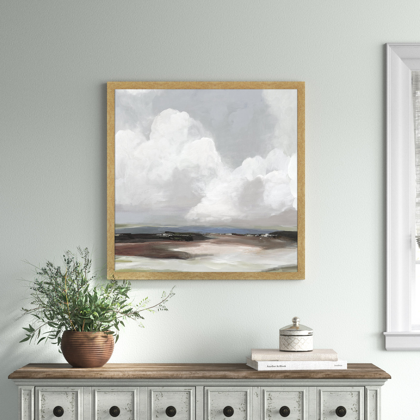 Avron "Morning Air" Painting, 33" H x 33" W x 1.12" D, Natural Framed