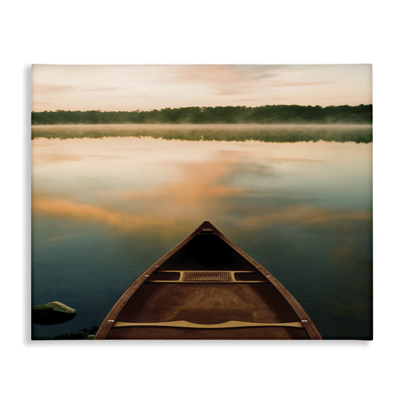 Canoe on Lake Warm Sunrise, art mural sur toile par Danita Delimont, H 24 po x l 30 po
