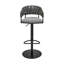 Tabouret de bar ou de bar pivotant réglable Blaise en métal noir avec tissu gris et similicuir