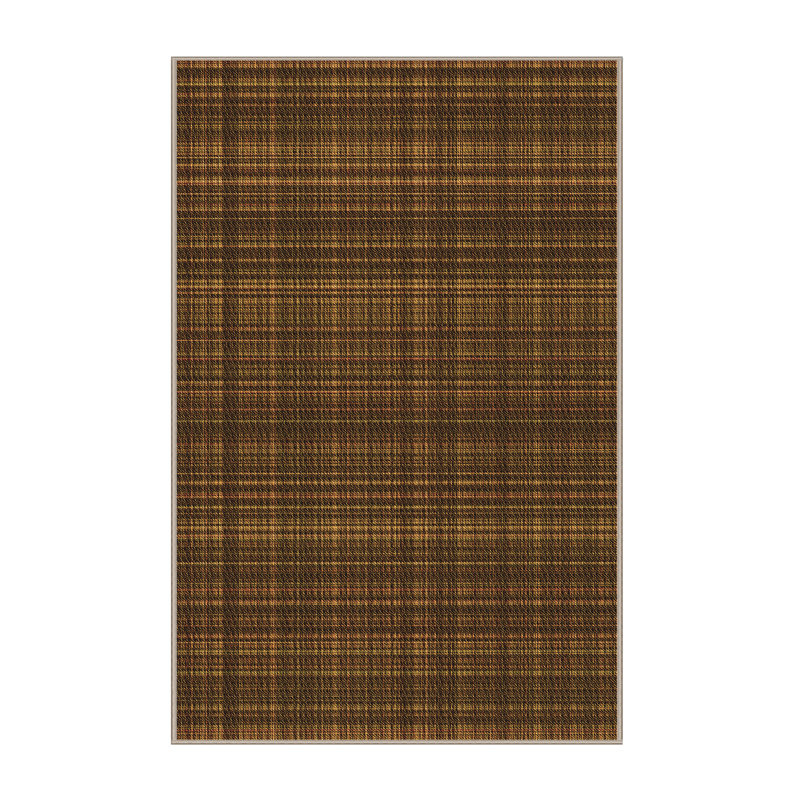 Tapis orange en laine à carreaux, Rectangle 6 pi x 9 pi