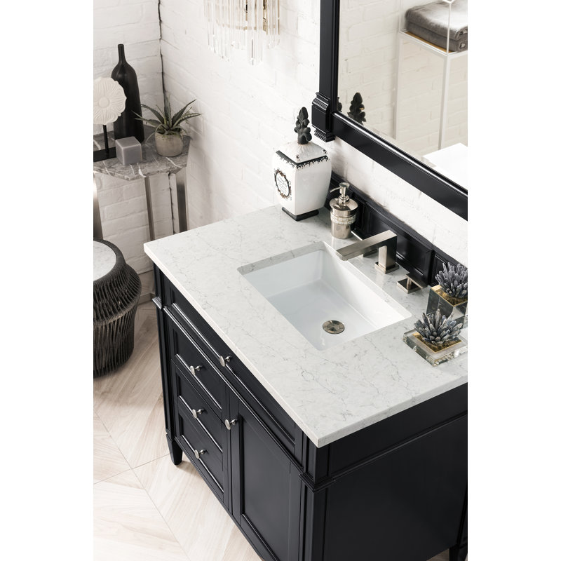 Brittany 36'' W Single Vanity, Black Onyx, Eternal Jasmine Pearl, 8" Widespread