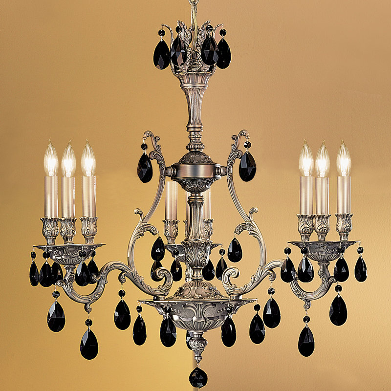 Fagundes 9 - Light Dimmable Geometric Chandelier, Aged Bronze, Crystalique Black
