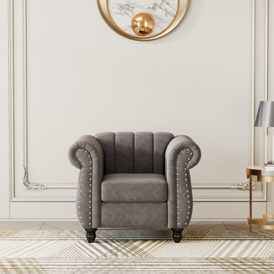 Canapé moderne de 39 po avec coussin capitonné et pieds capitonnés