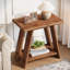 Table de bout en bois massif avec tablette de rangement pour le salon